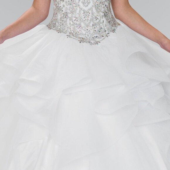 Sequin Bodice Illusion Neck Evening Dress GSGL2378 - Picture 3 of 5